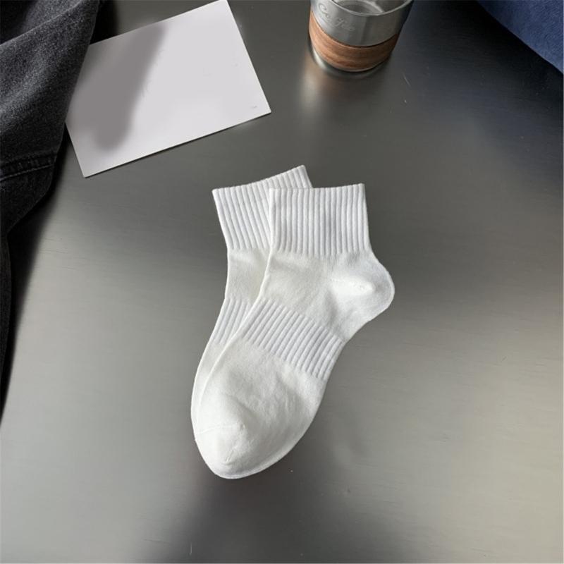 Mens Athletic Basic Solid Color Cotton Crew Socks Moisture Wicking Running Elastic Cuff Short Tube Ankle Socks for Men