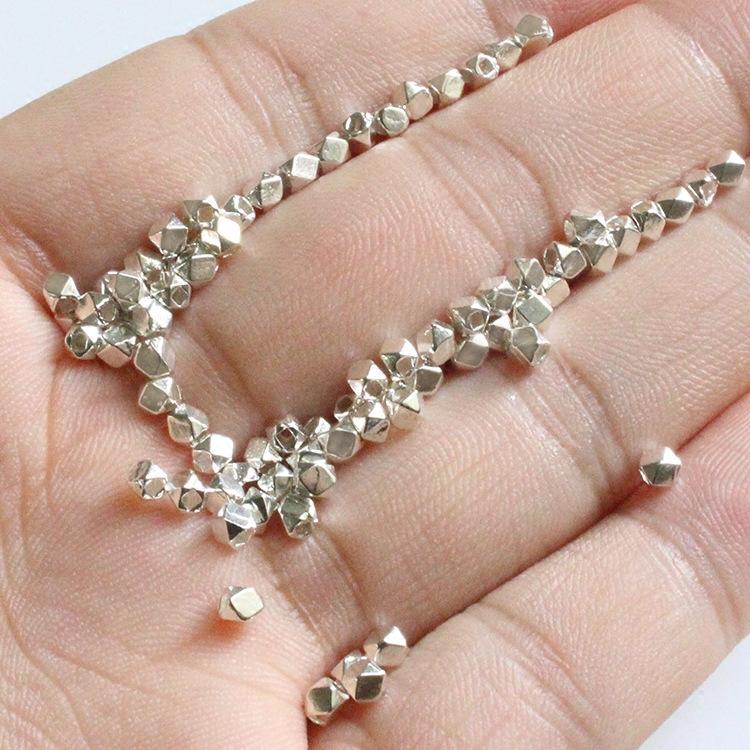 

10pcs 925 Sterling Silver Polyhedron Beads Spacer Beads Accessories Silver Bead for Bracelet Necklace Jewelry Making Findings 2.5mm x 1mmhole