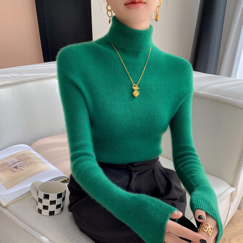 Women's Slim Fit Seamless Cashmere Turtleneck Sweater - Versatile, Flattering Knit for Autumn/Winter