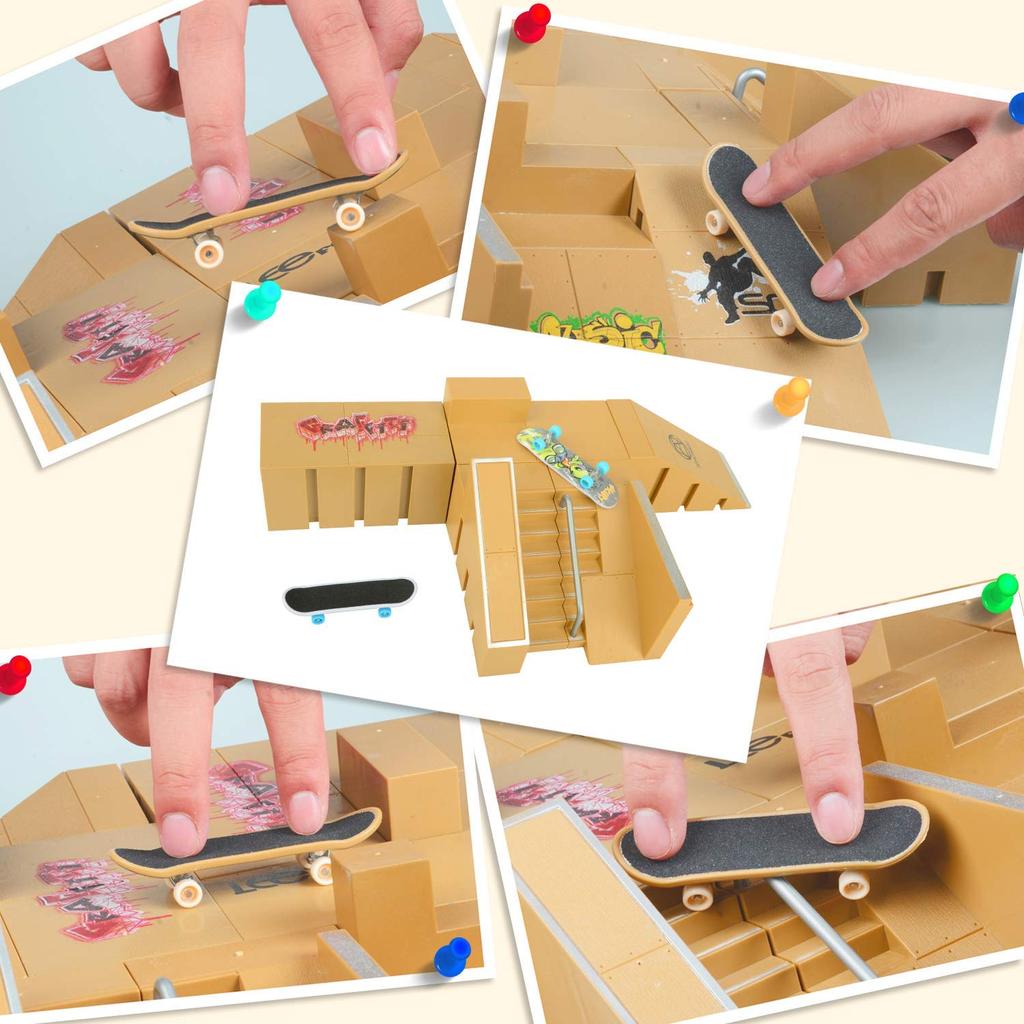 HC fan Finger Skate Skate Park Kit 5 Parts C Red it arrange sections fingerboards [Make cool, freely] Rails, banks, ramps, steers, curves, rampage,