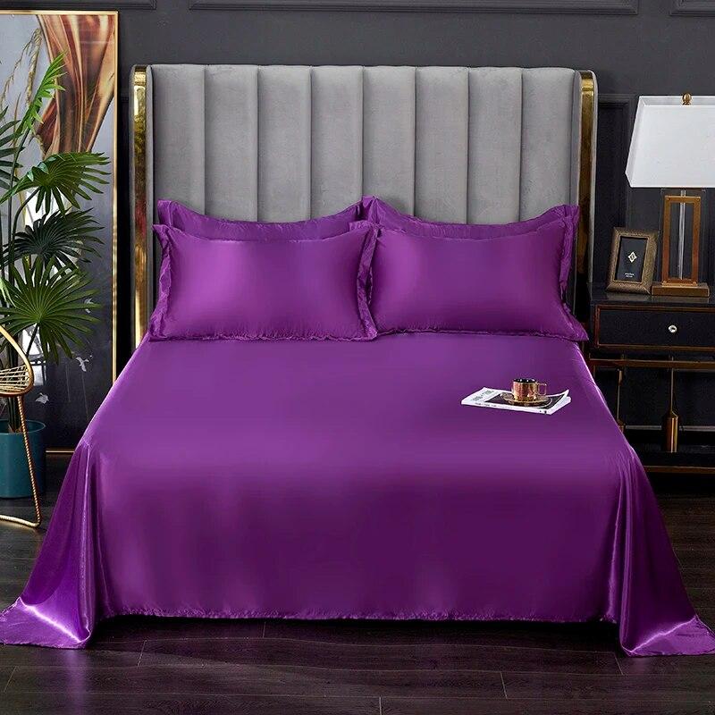 Fashionable Rayon Bed Sheets, Solid Color Single Double Bed And A Comfortable And Cool Mattress Cover 240x270cm /200x230cm.