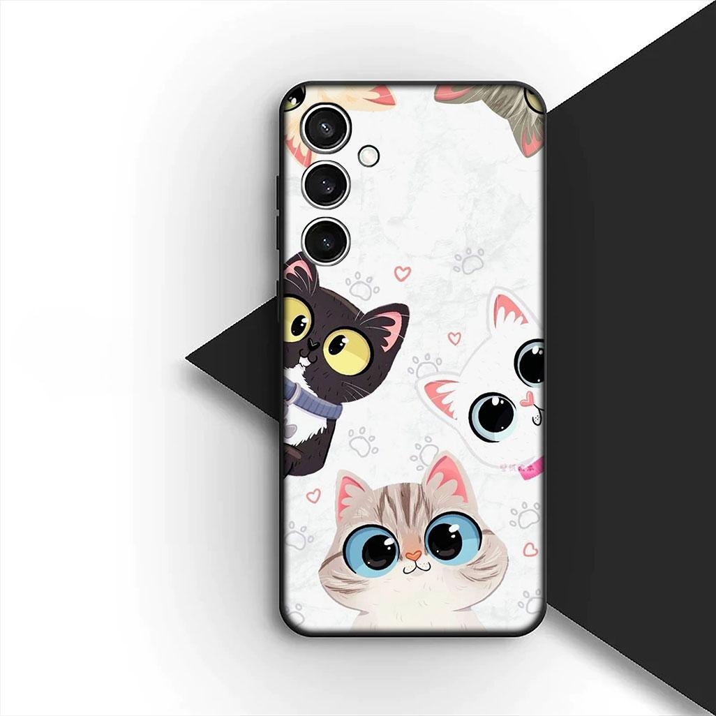 

Cover for Samsung Galaxy S24 S25 S23 FE Ultra Plus S7 Edge S25+ S23+ A56 5G Casing Silicone Phone Case Comics Meow Kitten Cat Galaxy S25 FE