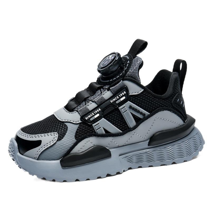 Babu bean children's shoes boys' shoes 2025 new spring and autumn middle and older children's rotating breathable shoes