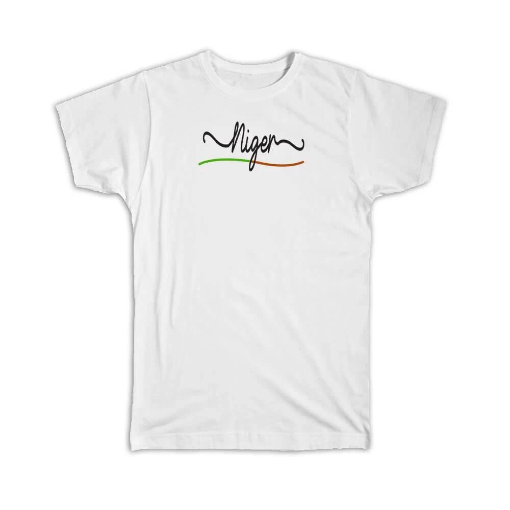 Подарочная футболка : Цвета флага Нигера Путешествия Экспат Страна Минималистичная надпись XL
