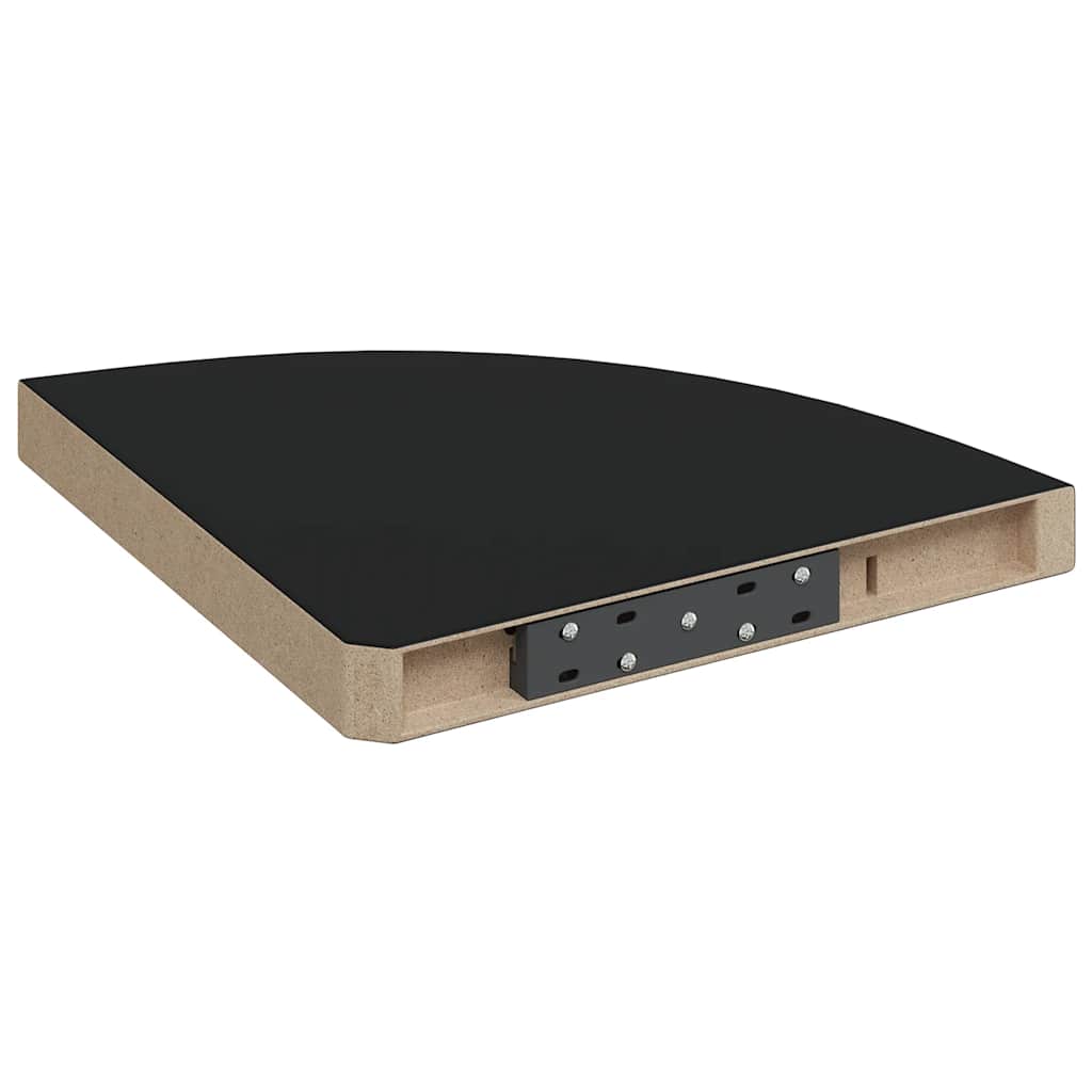 Corner Floating Shelves Set of 4 Black 35 X 35 X 3.8 Cm MDF