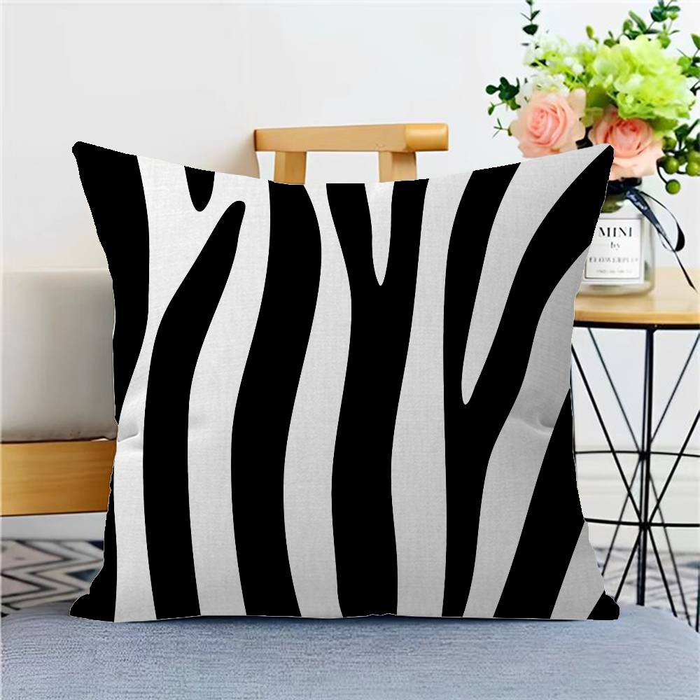 Black White Color Print Zebra Pillow Gift Home Office Decoration Bedroom Sofa Car Cushion Cover Case 45x45