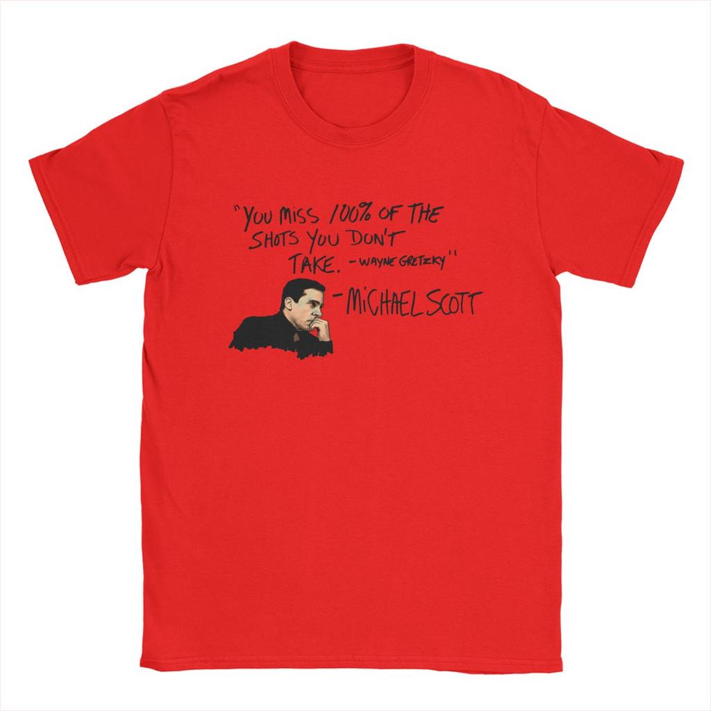 Michael Scott Citat The Office T-shirt för Män Ren Bomull Rolig T-shirt Rund Hals TV-program T-shirts Kortärmade Toppar Grafisk