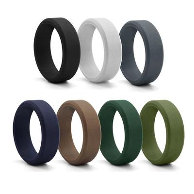 Amazon New 8mm Beveled Edge Silica Gel Ring European and American Style Ring Men Outdoor Sports Ring