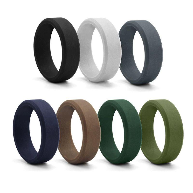 Amazon New 8mm Beveled Edge Silica Gel Ring European and American Style Ring Men Outdoor Sports Ring