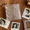 A8 Binder Notebook Scrapbook Mini 3-Ring PVC Clear Cover with Colorful Inserts Portable Planner Closure Photo Album Card Organizer for Journaling High