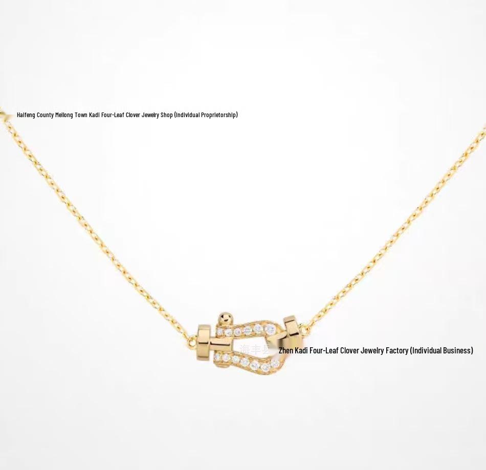 Fred 18K Gold Horsebit Diamant Anhänger Schlüsselbein Kette