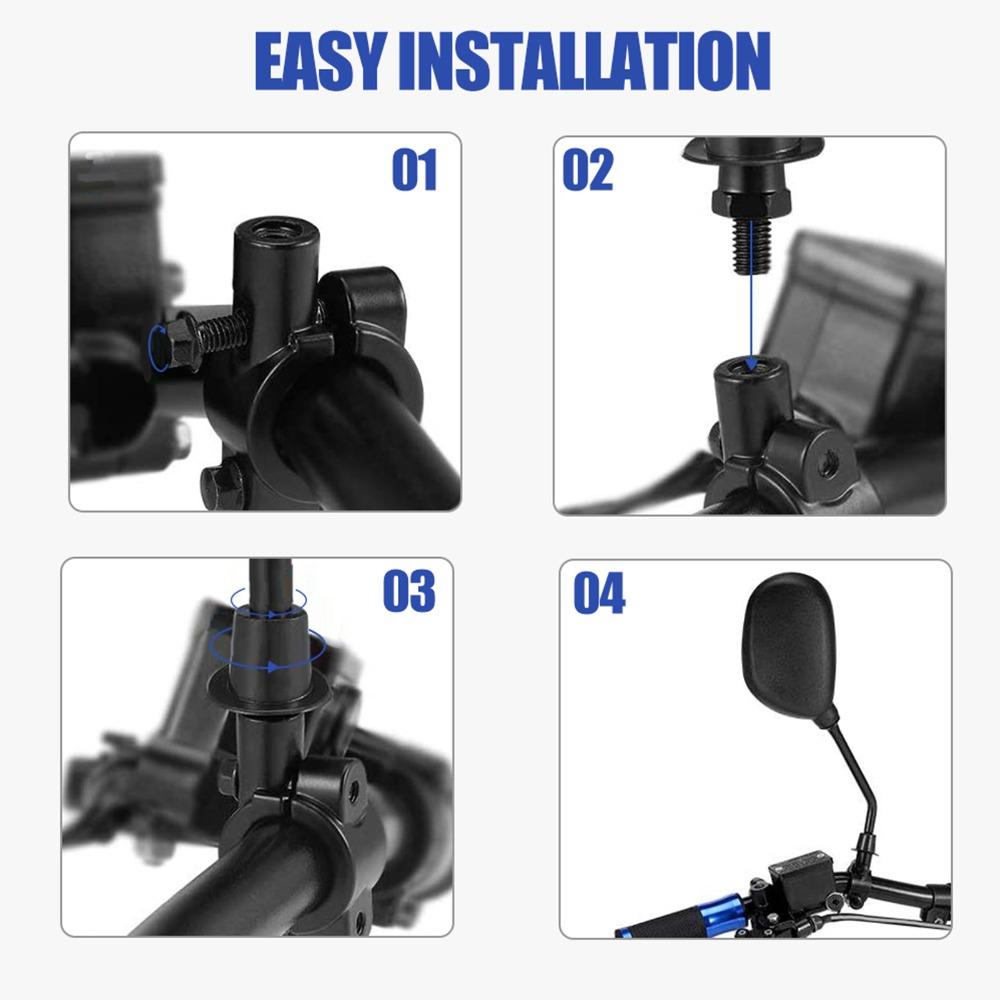 2pcs 7/8"22mm Rearview Mirror Adapter 10mm Thread Mirror Thread Holder Clamp  For Motorcycle