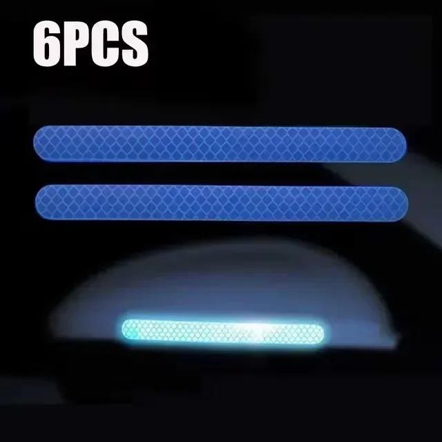 6/2pcs Car Reflective Safety Strip Stickers Car Rearview Mirror Reflective Sticker Reflective Warning Safety Tape Accessories