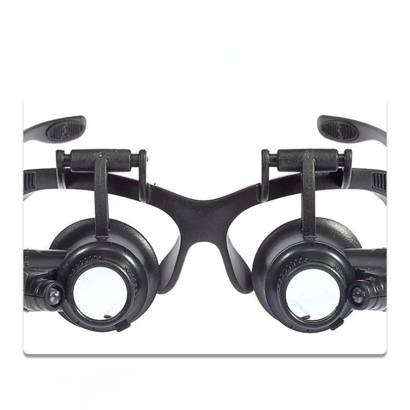 1Pc Glasses Type Binocular with LED Lights Magnifying Glass Watch Repair Four Sets of Lens Replacement
