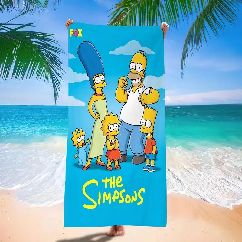 1pc Anime T-The S-Simpsons Family Cartoon Aesthetic Beach Towel Ultra Absorbent Cool Room Stuff Bath Towel Swimming Outdoor