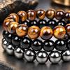 MIRGREE 3PCS/Set Natural Stone Beaded Bracelet Set for Men, Tiger Eye & Black Stretch Bracelets, Success, Focus & Confidence Inspired Jewelry Gift