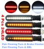 4X Motorcycle Flowing 24 LED Turn Signal Indicator + White DRL + Flash Brake Light