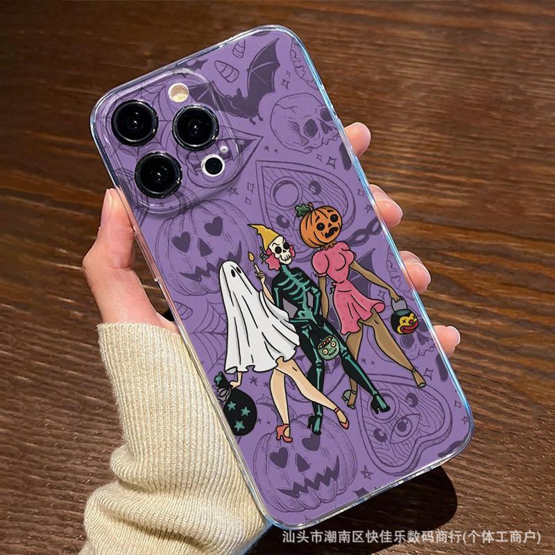 Halloween Pumpkin Illustration for Apple iPhone11/12/13/14/15/16ProMax Transparent Case 8