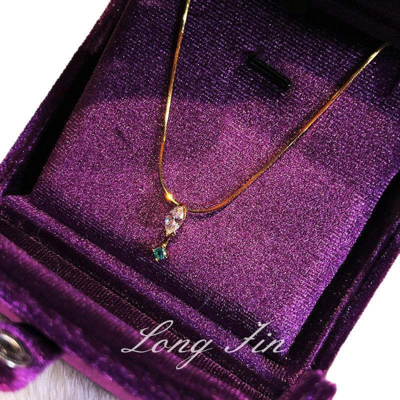 Chinese Style Horse Eye Zirconium Paraiba Necklace Female Star Anise Snake Bone Chain Simple Collarbone Chain High-End Versatile Necklace