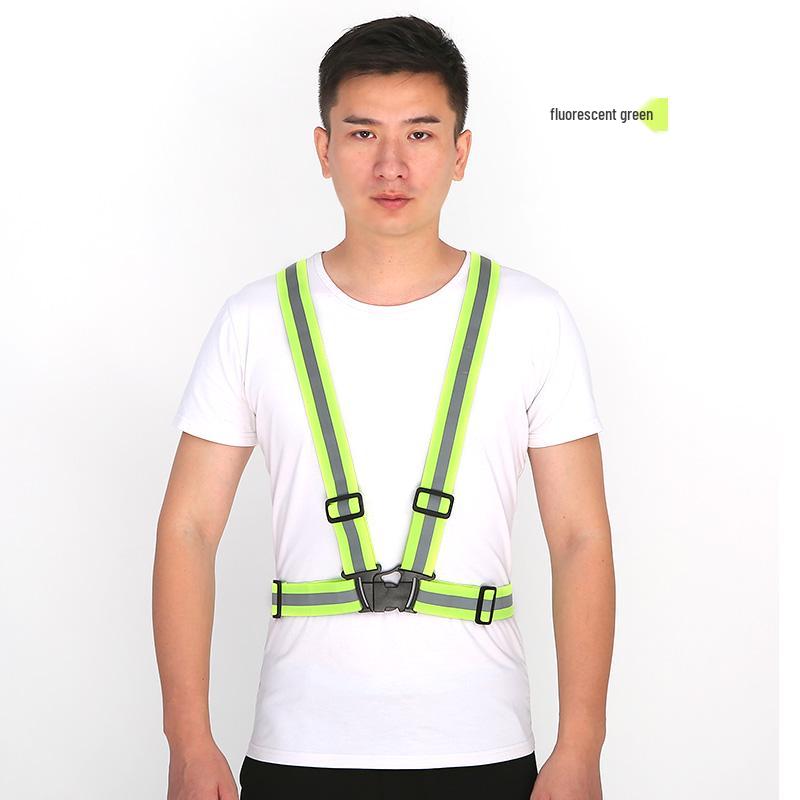 Reflective Vest for Cycling, Night Running, Sanitation, and Construction with Elastic Suspenders for Visibility and Safety