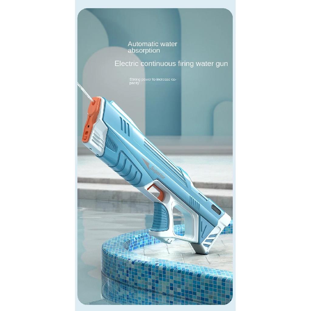 43cm Full Electric Automatic Water Storage Gun Toys Portable Children Summer Beach Outdoor Fight Fantasy Toys for Boys Kids Game