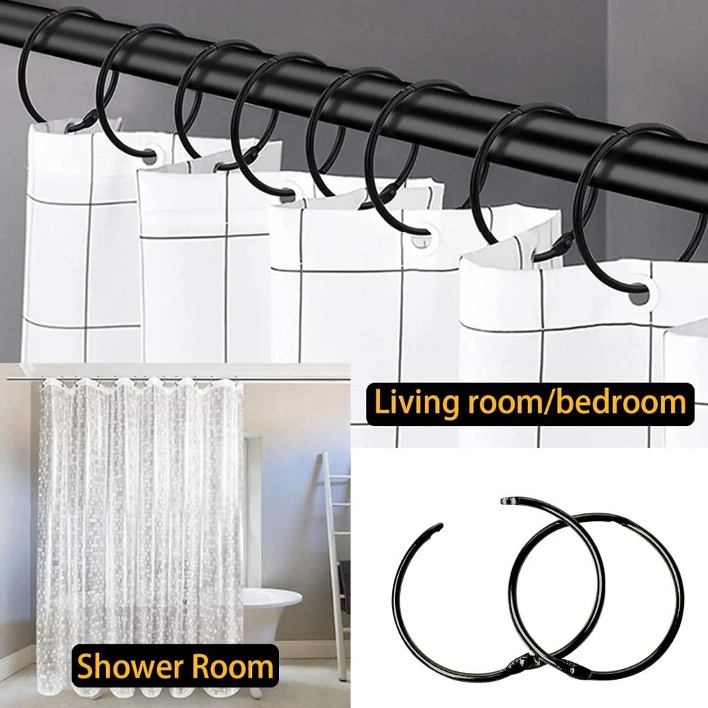40Pcs Open Curtain Rings 50mm Curtain Rings Round Rings Shower Curtain Clips Metal Clips for Curtains Rods Bathroom Accessories