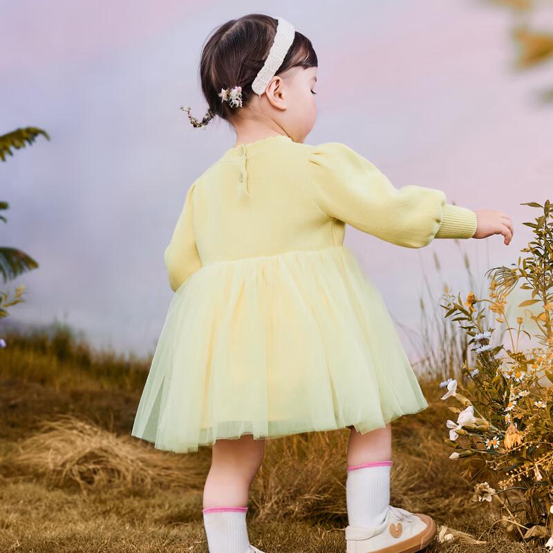 Mini Balabala Girls' Spliced Cotton Mesh Dress