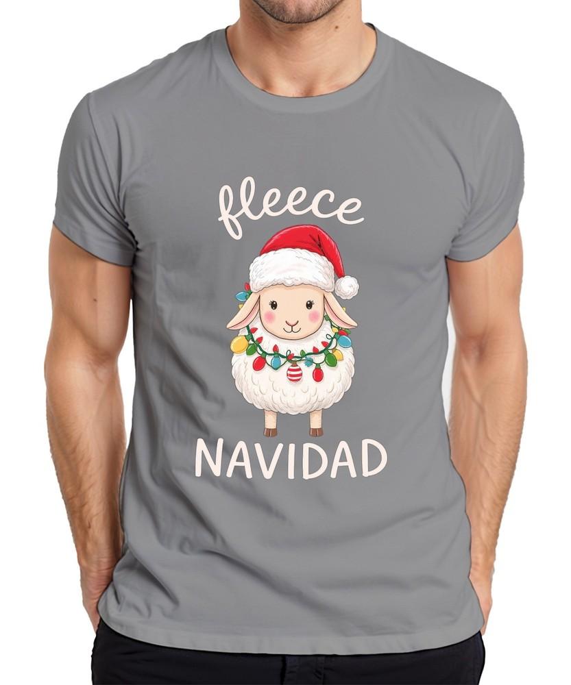 Fleece Navidad Cute Sheep Christmas String Lights Santa Unisexs TShirt