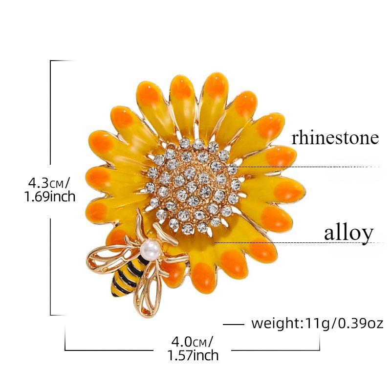 High End Fashion Alloy Drip Sunflower Brooch, Daisy Bee Brooch, Brooch, Suit Accessories