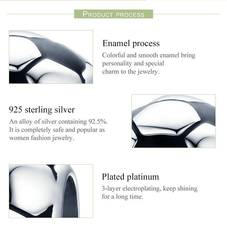 BAMOER Oryginalna 925 Sterling Silver Sport Football Love Ball Charm Koraliki fit Bransoletka damska