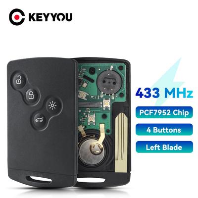 KEYYOU 433MHz PCF7952 Chip 4 Buttons Car Remote Key Card For Renault Megane III Laguna III Koleos CLIO Smart Card 2008-2011