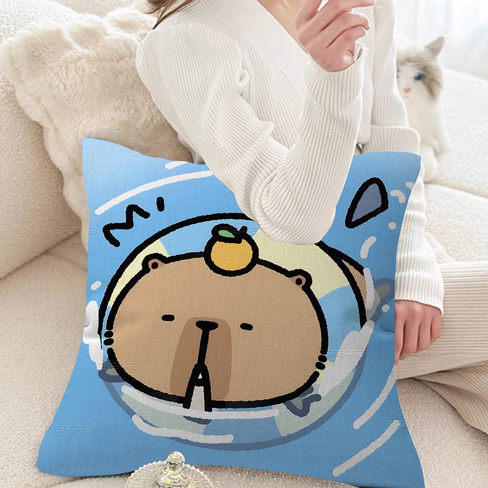 Cute Capybara Cushion Cover Pillowcase Upholstery Sofa Throw Pillow Home Decor Pillowcas