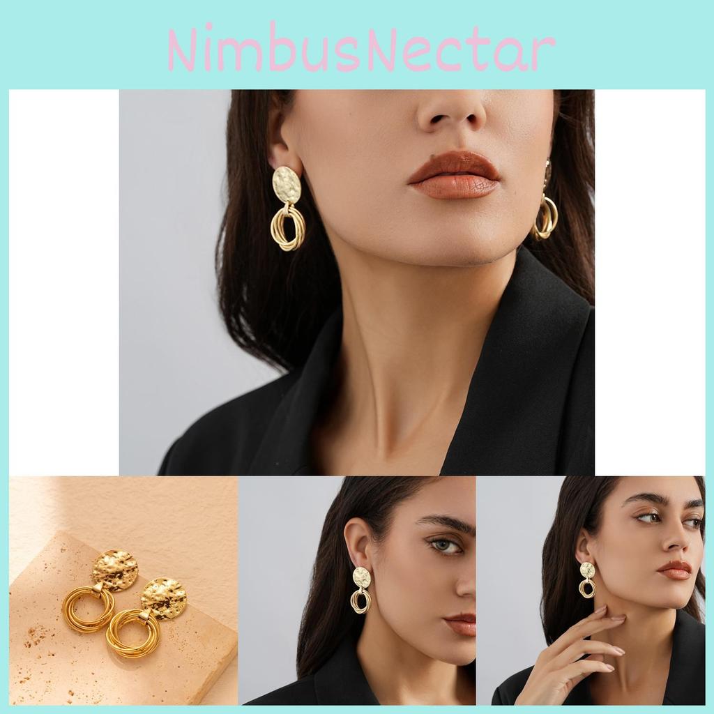 Fashionable Irregular Gold Geometric Earrings Stylish Alloy Circle Earrings