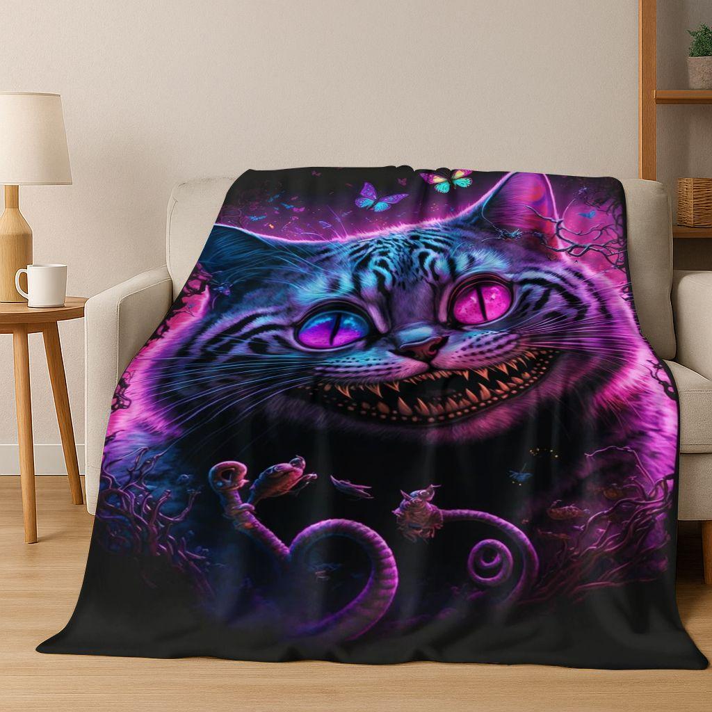 Dream Cheshire Cat Alice In Wonderland Cartoon Flannel Blanket,Cozy Soft Throw Blanket for Home Bedroom Bed Sofa Cover Gift Kid
