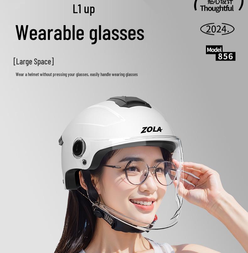 Dual Lens Electric Motorcycle Helmet for Men & Women - 3C Certified, Sun Protection, Half Helmet for Electric Scooters