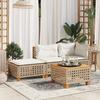 Sgabello da Giardino con Cuscino Beige 63,5 x 56 x 32 cm Polyrattan