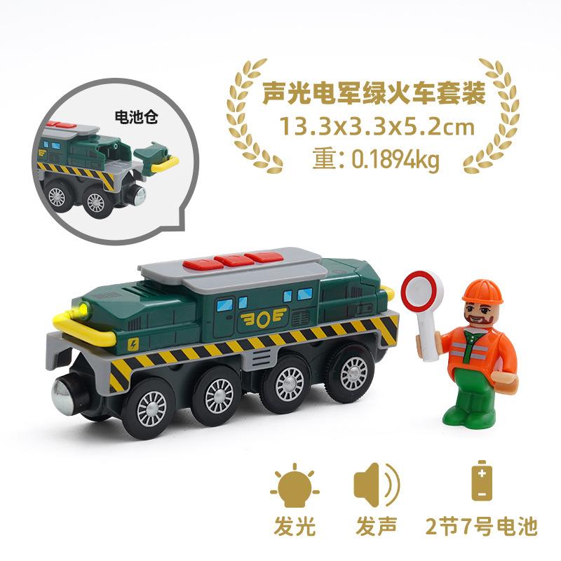 Battery Operated Locomotive Electric Train Set Diecast Magnetic Locomotive Slot Toy Fit For Wooden Rail Track Toys Kids Gift W02