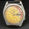 VINTAGE SEIKO 5 AUTOMATIC 7019A JAPAN MENS YELLOW COLOR DIAL WATCH a708558-1