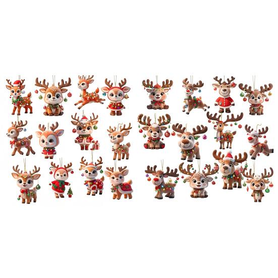 Dřevěná vánoční ozdoba sob roztomilý kreslený jelen dekorace na stromek ručně vyráběná slavnostní závěsná dekorace na Vánoce domácí párty