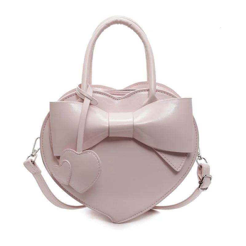 Love Heart Bow Hand Bags for Woman Trendy Tote Bag Shoulder Bolso Japan Korea Sweet Sac Femme Crossbody Bolsos De Mujer