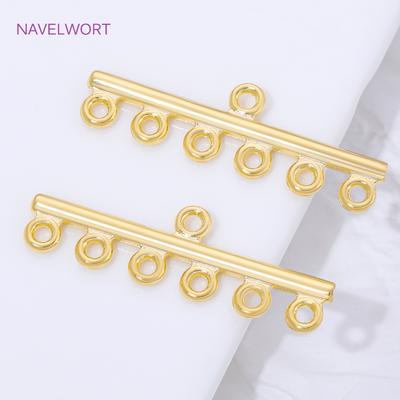 18K Gold Plated Brass 6 Rows Strands Necklaces Connector Clasps,Connectors For Jewelry,DIY Bracelets Jewelry Making Accessories