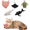New PlushCat ToySetMarine Animal SeriesCatToyGnawingToywithWrinkled PaperDurableCanvasFabricEasyToClean Indoor Cat Interactive Chewing Toy 5-piece Set