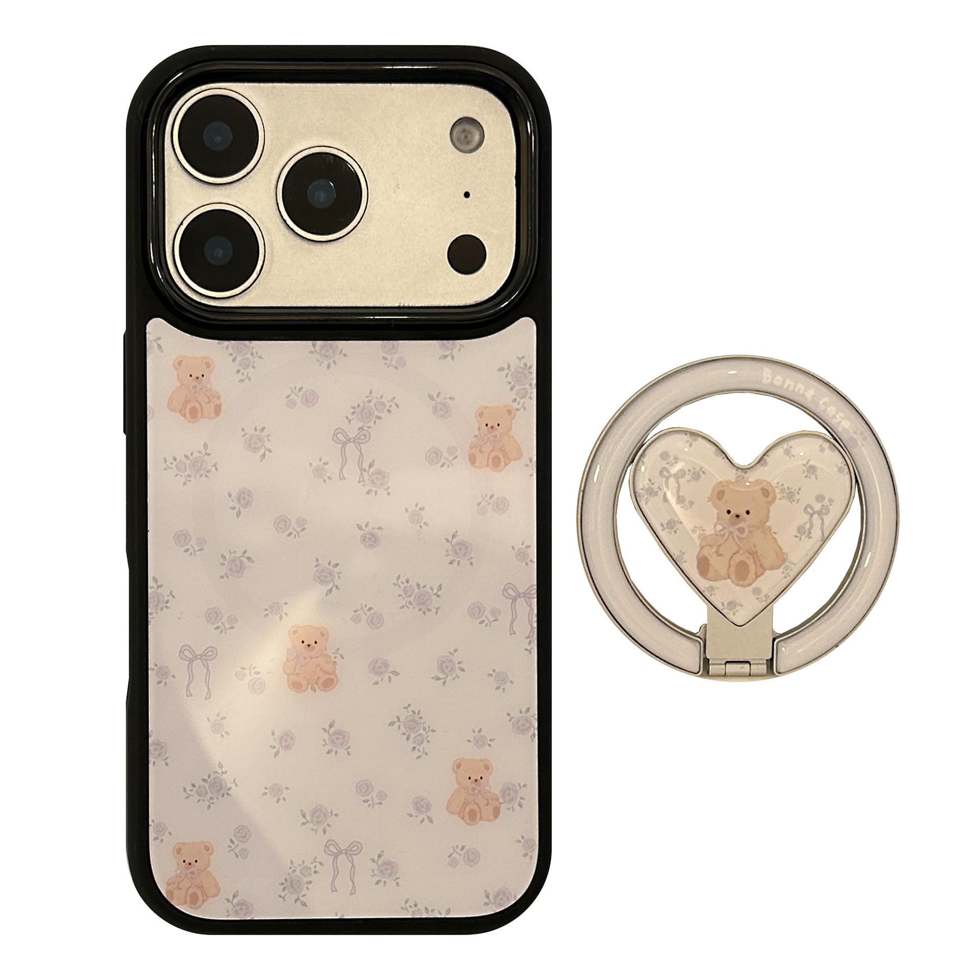 Ретро Цветочный Чехол-Медведь для iPhone 16, iPhone 17 и iPhone 17 Pro Max iPhone 12