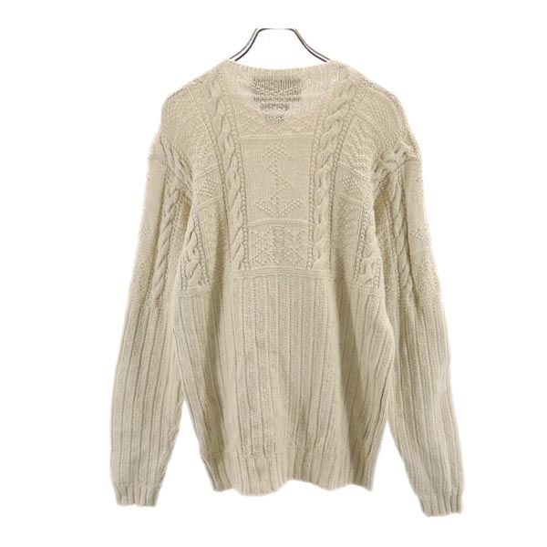 POLO SPORTS Linen Blend Long Sleeve Knit L Beige Sweaters and Tops Men's Used