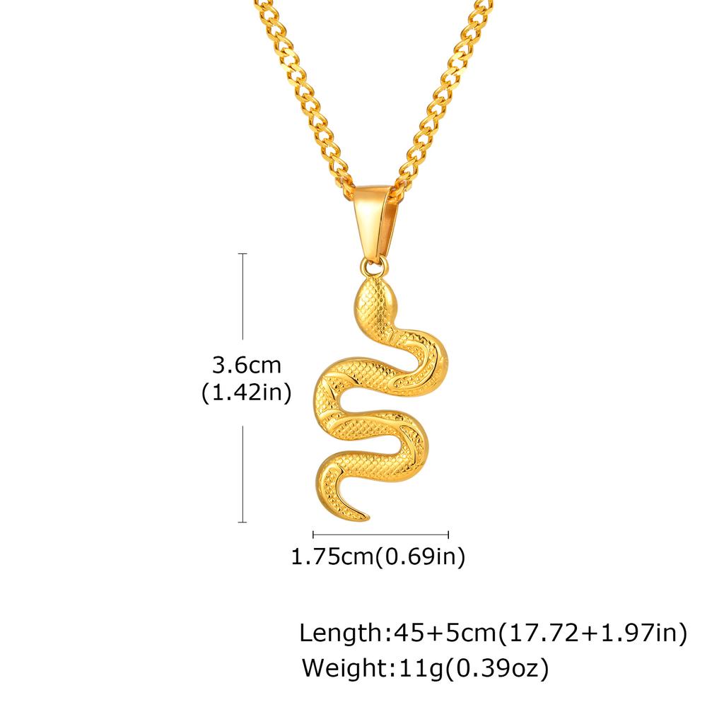Colar Pingente de Cobra em Aço Inoxidável Personalizado para Mulheres, Pingente de Animal Cor Preto/Prata/Dourado, Joia Punk da Moda