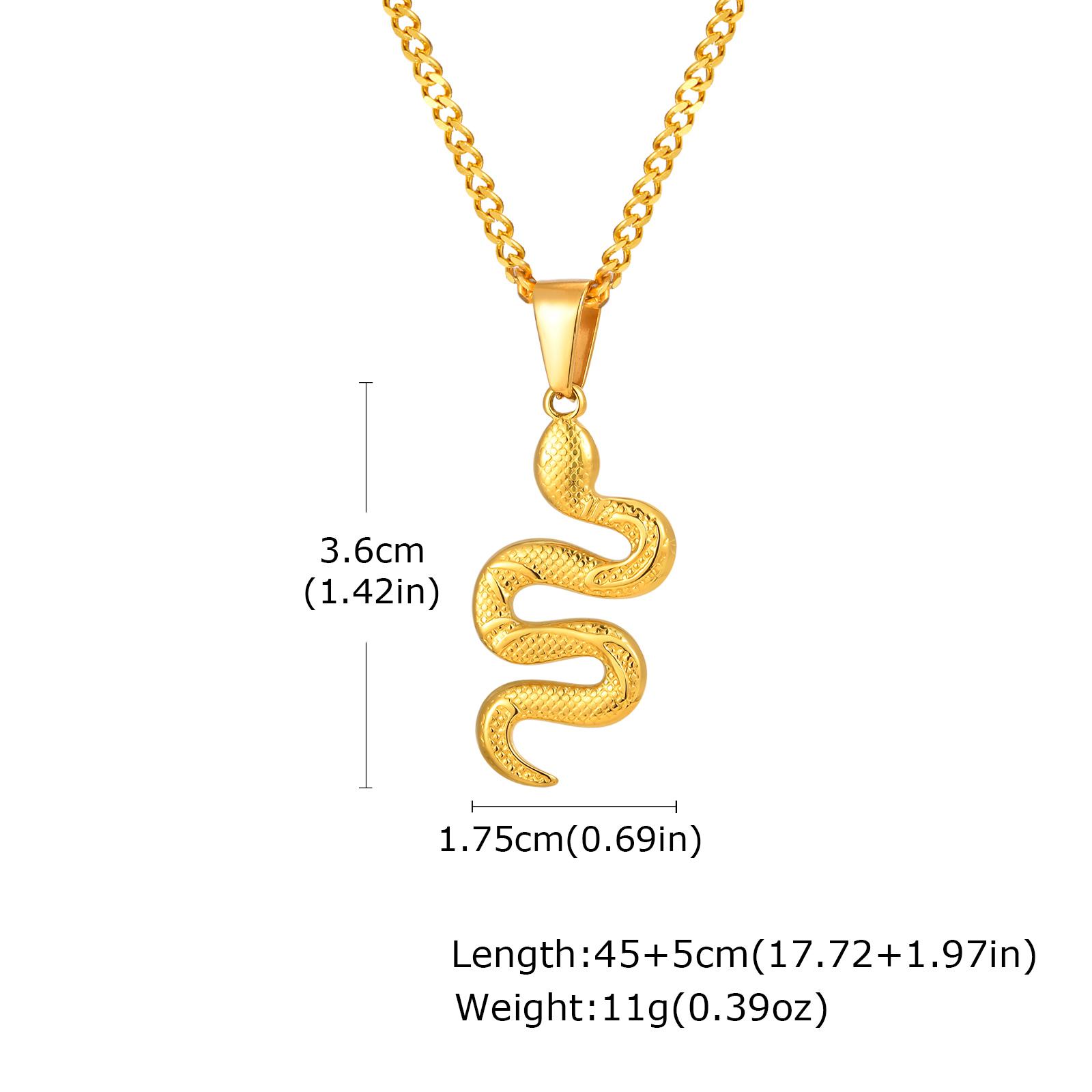

Personalized Stainless Steel Snake Pendant Necklace for Women, Black/Sliver/Gold Color Animal Pendant , Fashion Punk Jewelry золотий