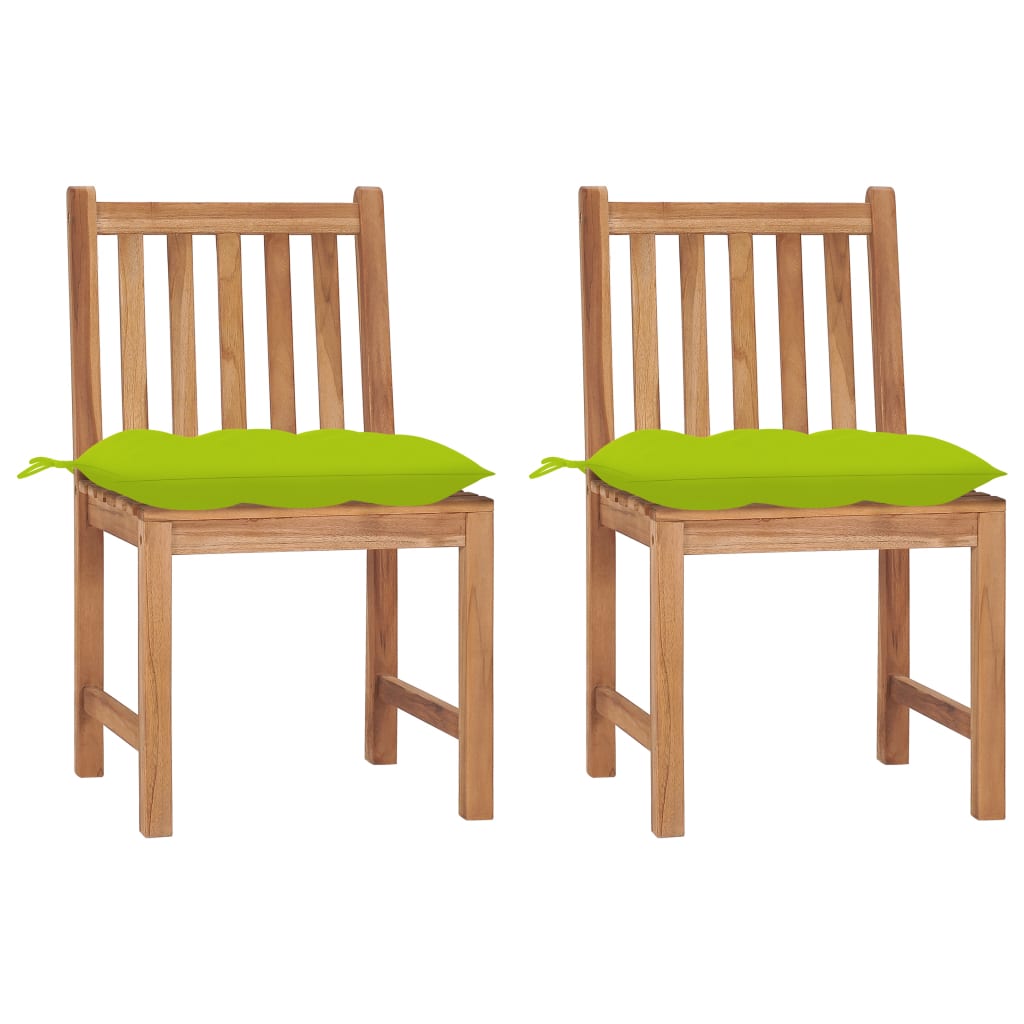 Garden Chairs 2 Pcs with Cushions Solid Teak Wood