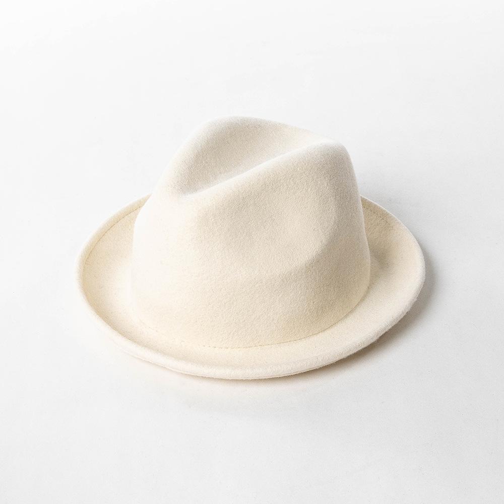 Autumn and Winter New Fashion and Leisure Warped Edge Short Brim Wool Jazz Hat Outdoor Shopping Warm British Top Hat Tide