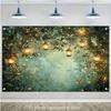 1pc Magic Forest Night Scene Tapestry - Luminous Lanterns and Bird Decorations, Self Adhesive Party Background Cloth