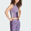 Adidas Hyperglam Shine Crop Tank Top With Logo Stripe Round Neck Quick-Dry Sports Fitness Vest Women Tops Dark-Grey Violet IN6822